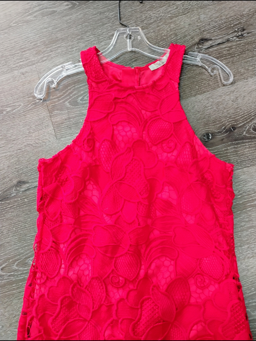 Lovers + Friends Red Lace Halter Mini Dress Size M - Picture 2 of 5